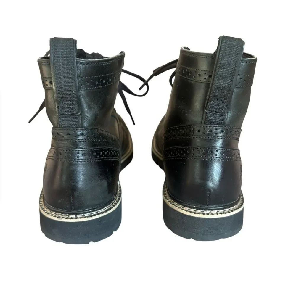 Timberland Black Britton Hill Wingtip Boots Leather Oxford Mens Size 9.